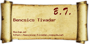 Bencsics Tivadar névjegykártya